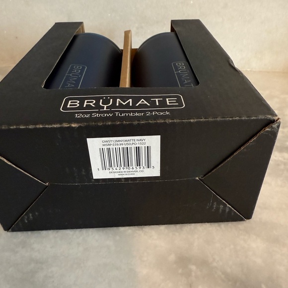 NIB BrüMate 12oz straw tumbler set in matte navy - Picture 3 of 5